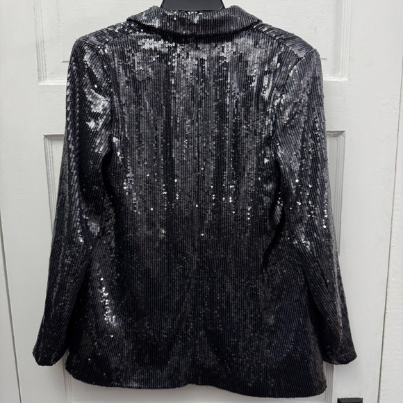 Rachel Zoe Womens S Black Sequin Blazer Glam Party Evening Jacket - Picture 3 of 7
